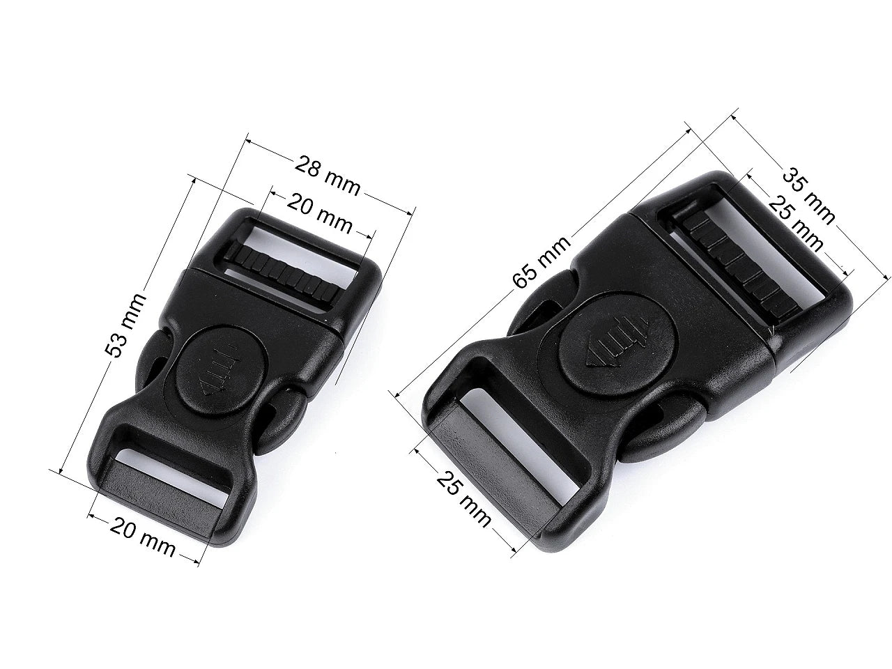 Plastmasas sprādze-ieliekta(sala izturīga) 20 mm-melna