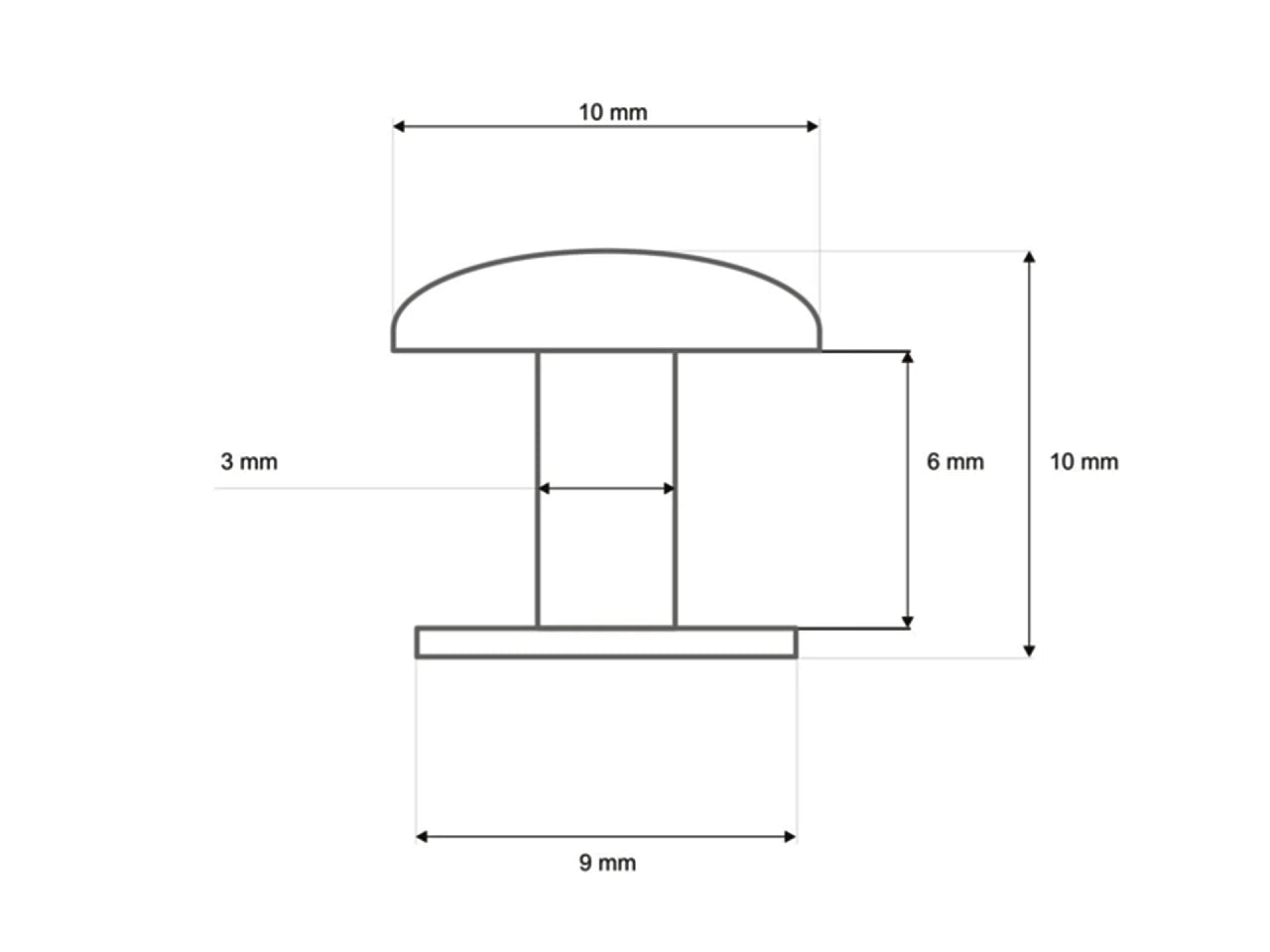 Kniedes metāla divpusējas Ø10 mm - (100 gb)