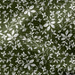 Muslīns-balti ziedi uz zaļa fona 130 g/m²