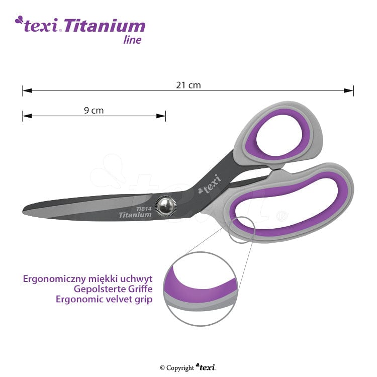 TEXI TITANIUM Auduma šķēru komplekts (13 cm) un (21 cm)