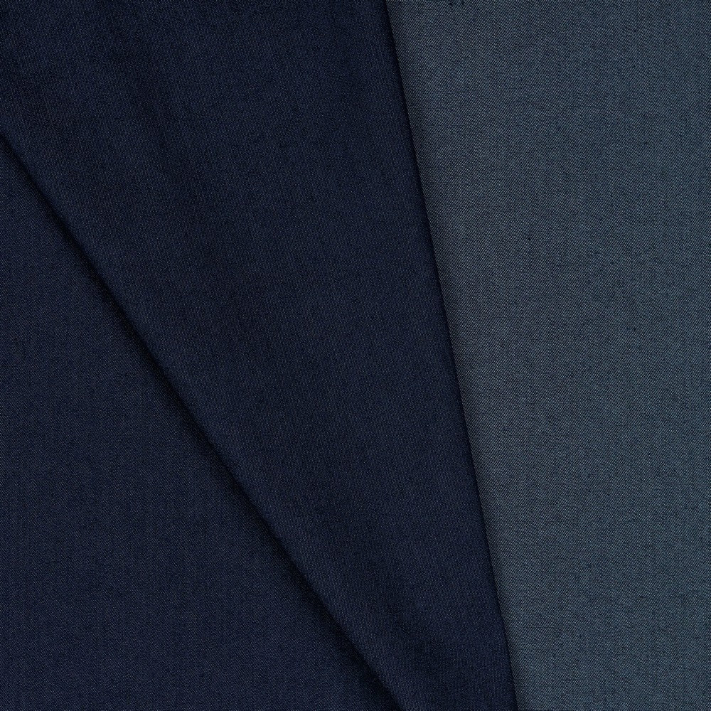 Džinsa audums ar elastānu-tumši zils 200 g/m²