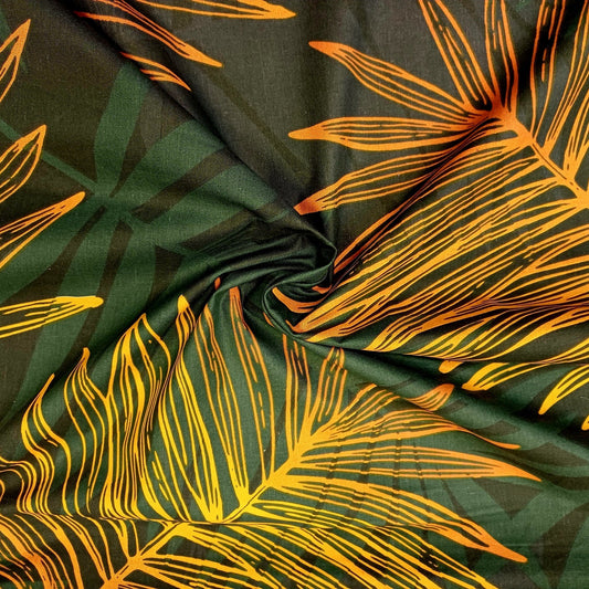 100% Kokvilnas audums-palmu lapas saulrietā  130 g/m²