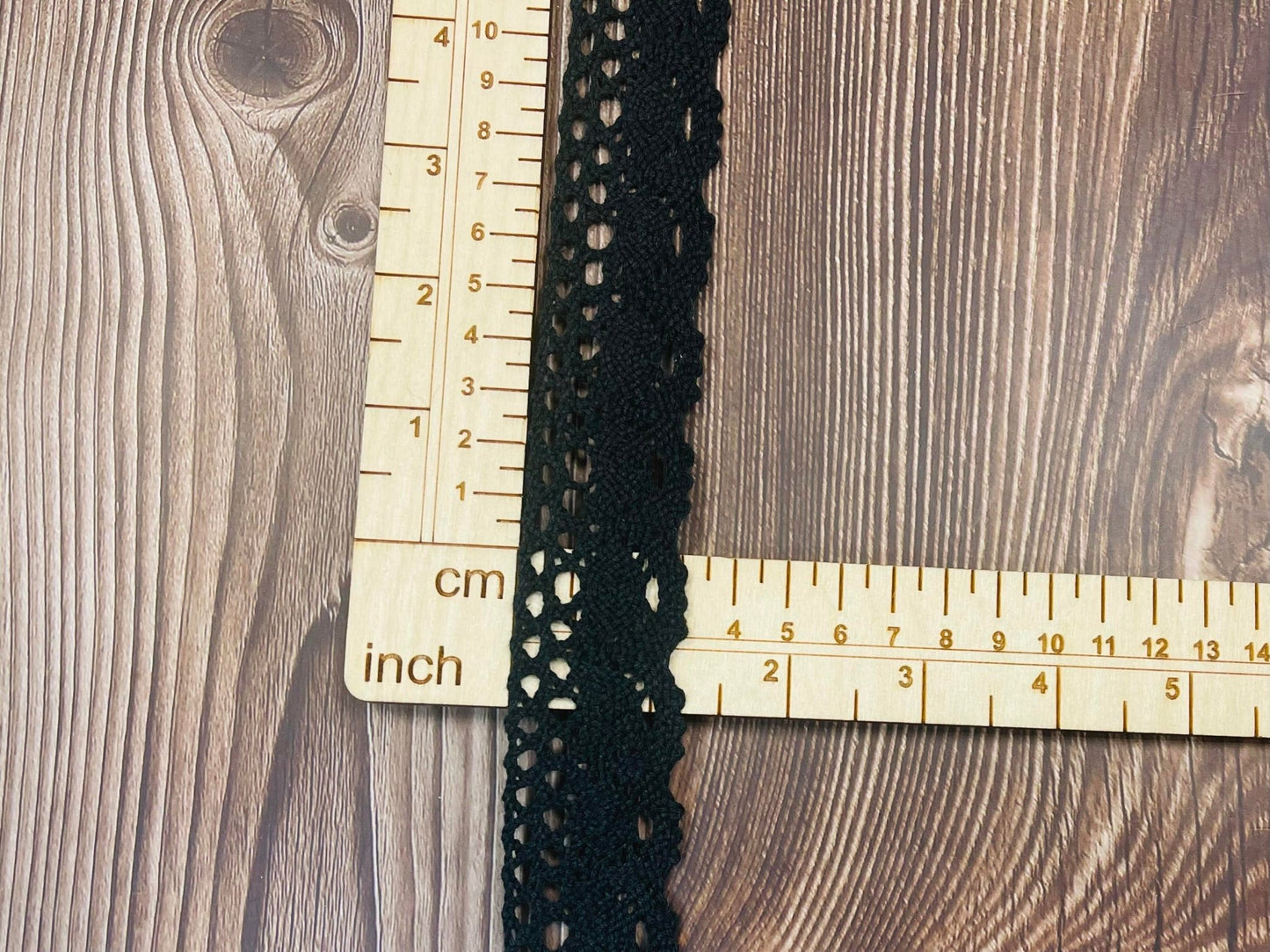 100% Kokvilnas mežģīne-3,2 cm melna