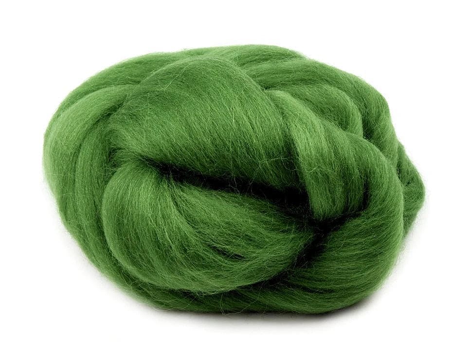 100% MERINO vilna filcēšanai (kārsums)-zāles zaļa 20g #19