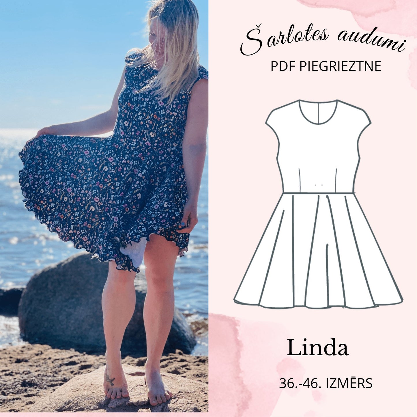 Digitāla piegrieztne-kleita Linda