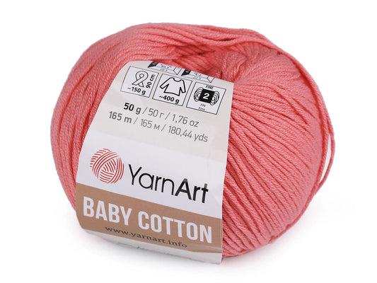 Dzija Yarn Art Baby Cotton-koraļļu rozā 165m 50g #420
