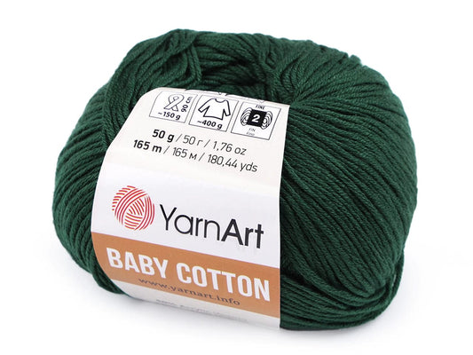 Dzija Yarn Art Baby Cotton-tumši zaļa 165m 50g #444