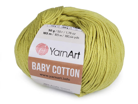 Dzija Yarn Art Baby Cotton-zaļi dzeltena 165m 50g #436