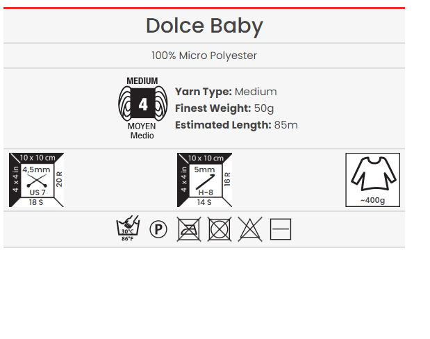 Dzija Yarn Art Dolce Baby-Zefīra dzija-krēmkrāsas 85m 50g #745