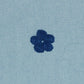 Džinsa audums ar izšuvumu-balti un zili ziedi 130 g/m²