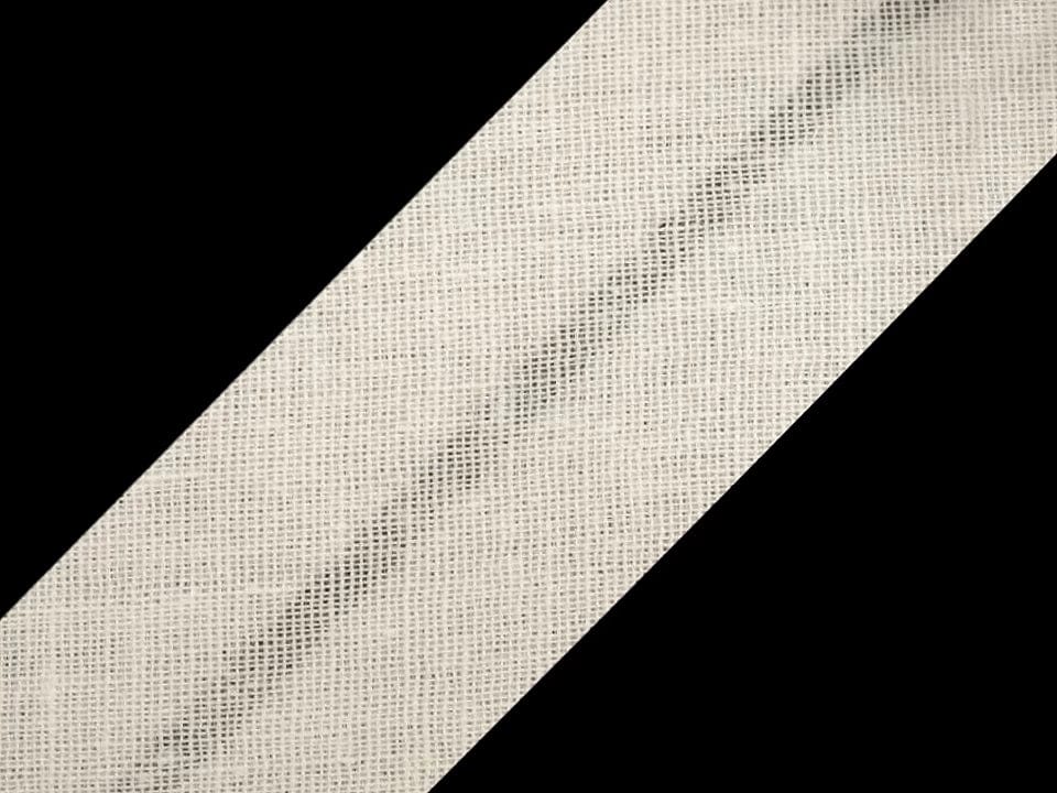 Kokvilnas slīpā diega lenta 20 mm-silti balta