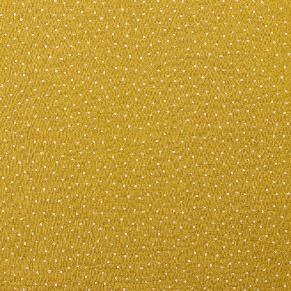 Muslīns-punktiņi uz medus dzeltena fona 130 g/m²