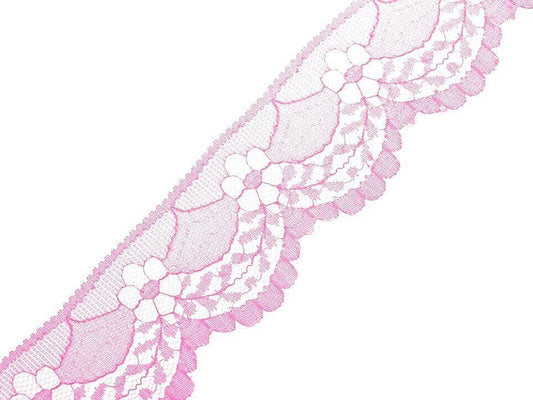 Poliamīda mežģīne-4 cm rozā